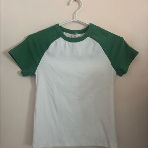 Sunday Best Green & White Raglan Tee